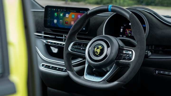 Acid Green Abarth 500e Steering Wheel