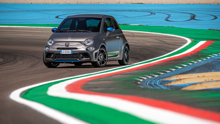 Grey Abarth F595 Exterior Front Static On Race Track