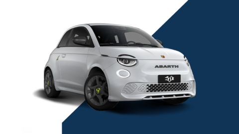 White Abarth 500e Exterior Front Static