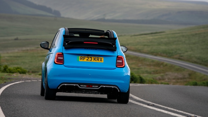 Exterior Rear of Poison Blue Abarth 500e