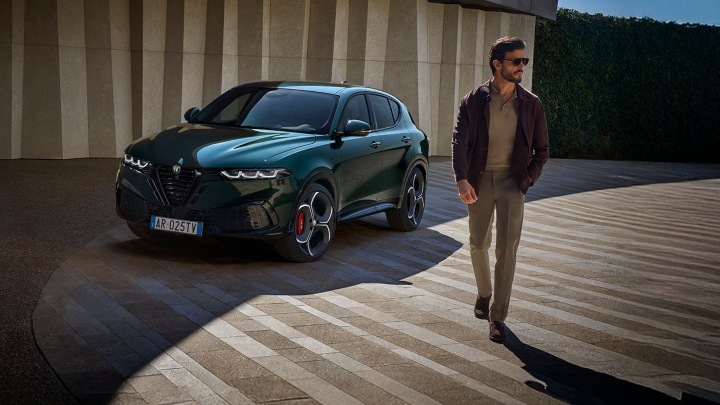 Alfa Romeo Tonale Exterior Front with Man Walking Away