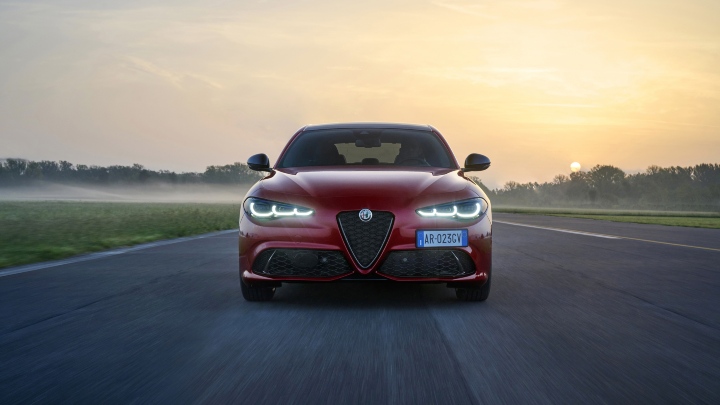 Red Alfa Romeo Giulia Exterior Front Driving