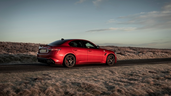 Red Alfa Romeo Giulia Quadrifoglio Exterior Side Static