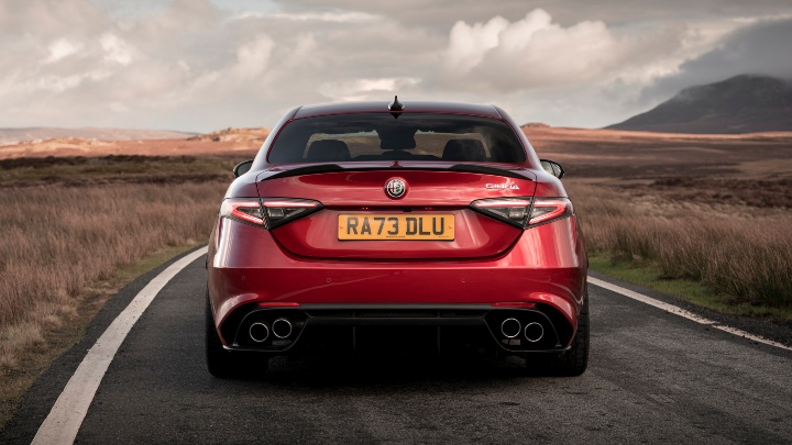 Red Alfa Romeo Giulia Quadrifoglio Exterior Rear Static