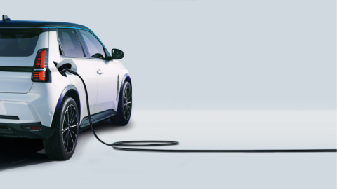 Renault 5 Exterior Rear Charging in Studio