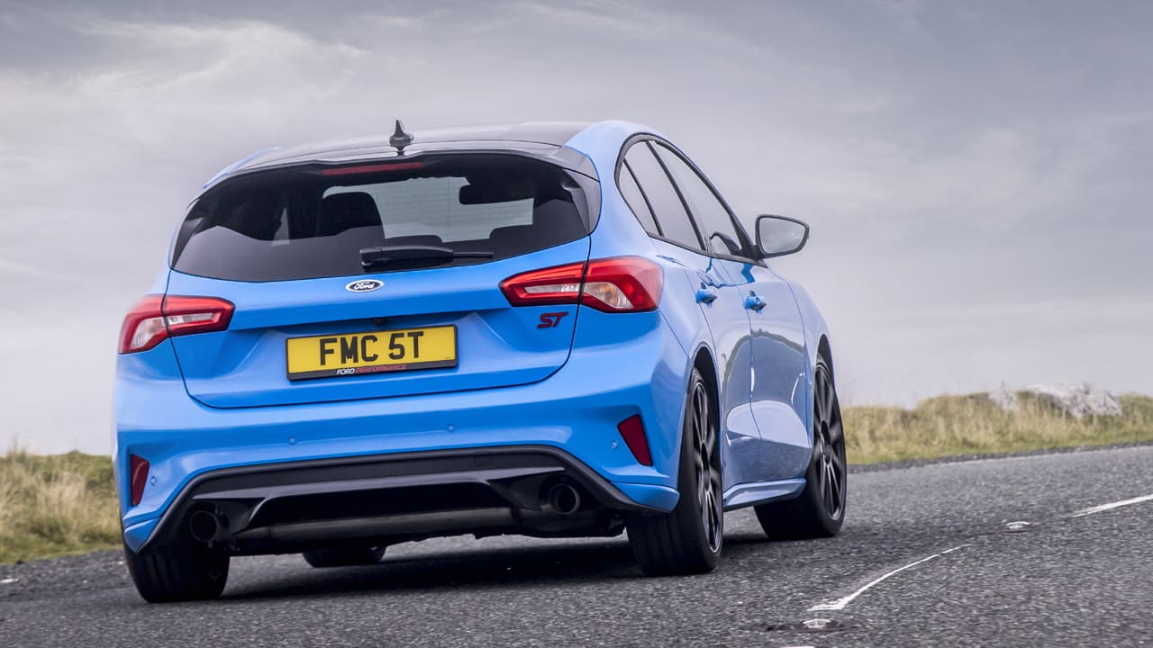 Blue Ford Focus ST Exterior Rear Driving