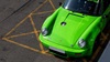 Green Porsche, bonnet shot