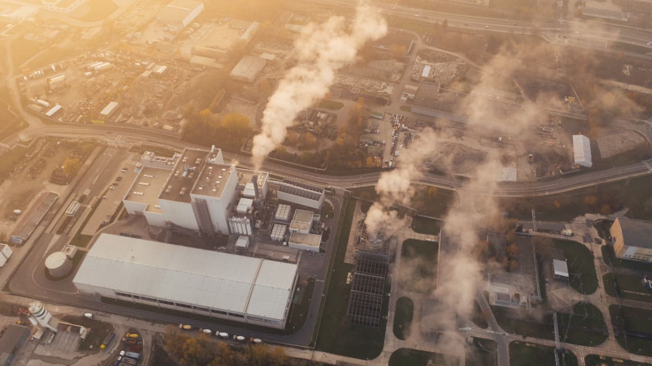 Aerial View of Factories