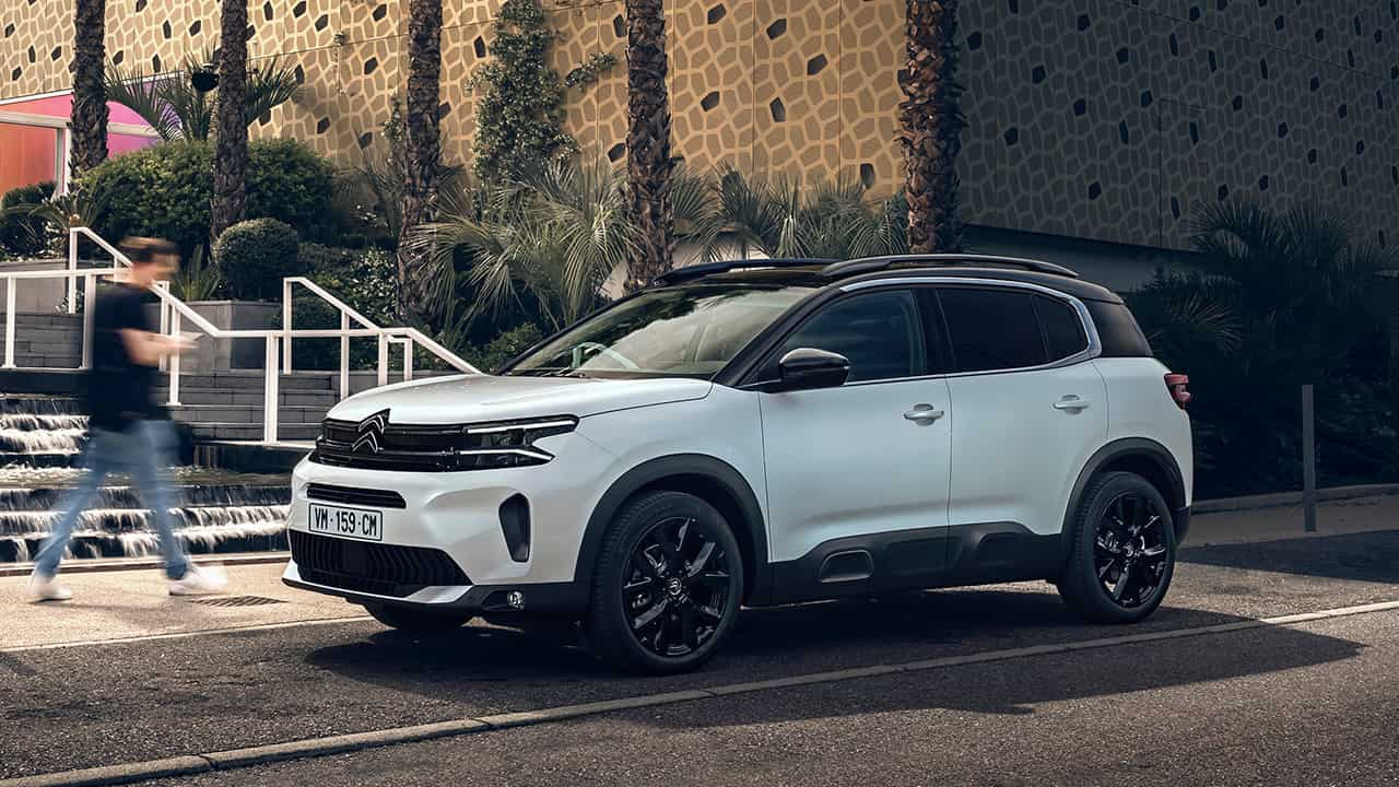 White Citroen C5 Aircross Parked On Road  Side View