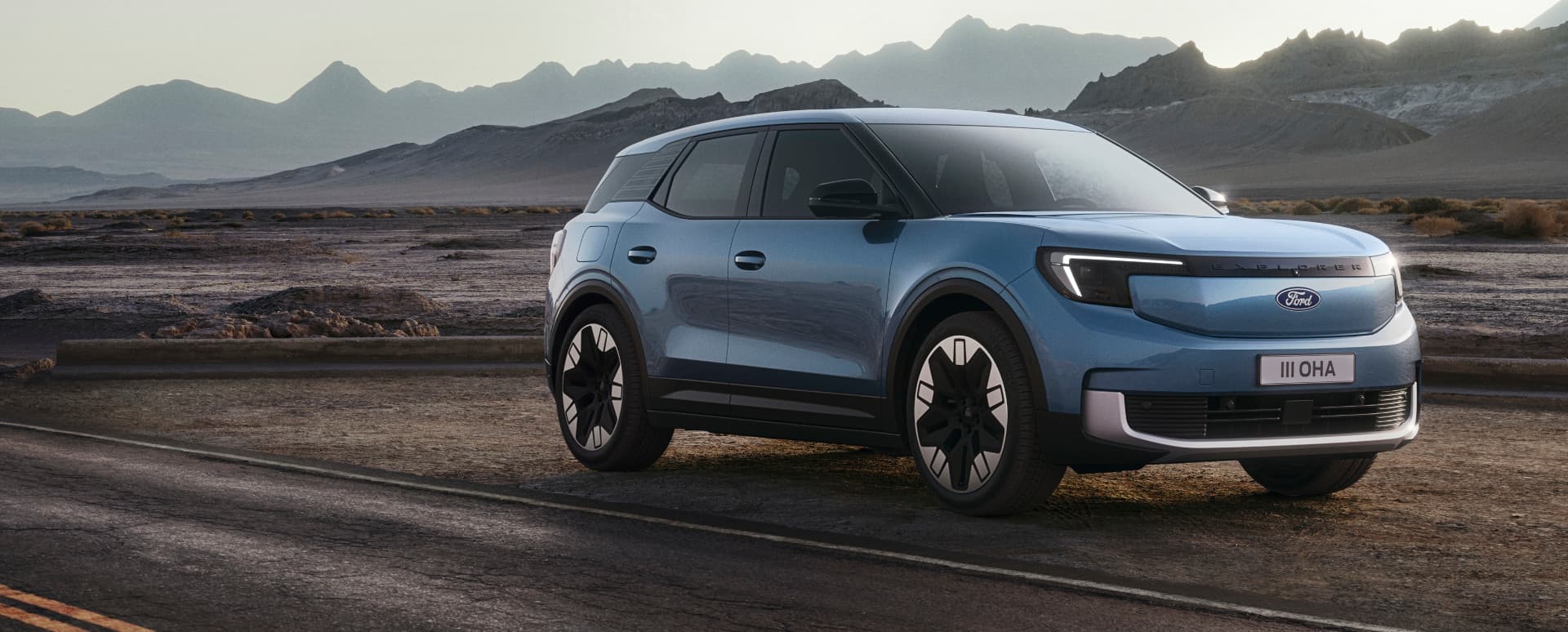 Blue Ford Explorer Parked On Side Of Road