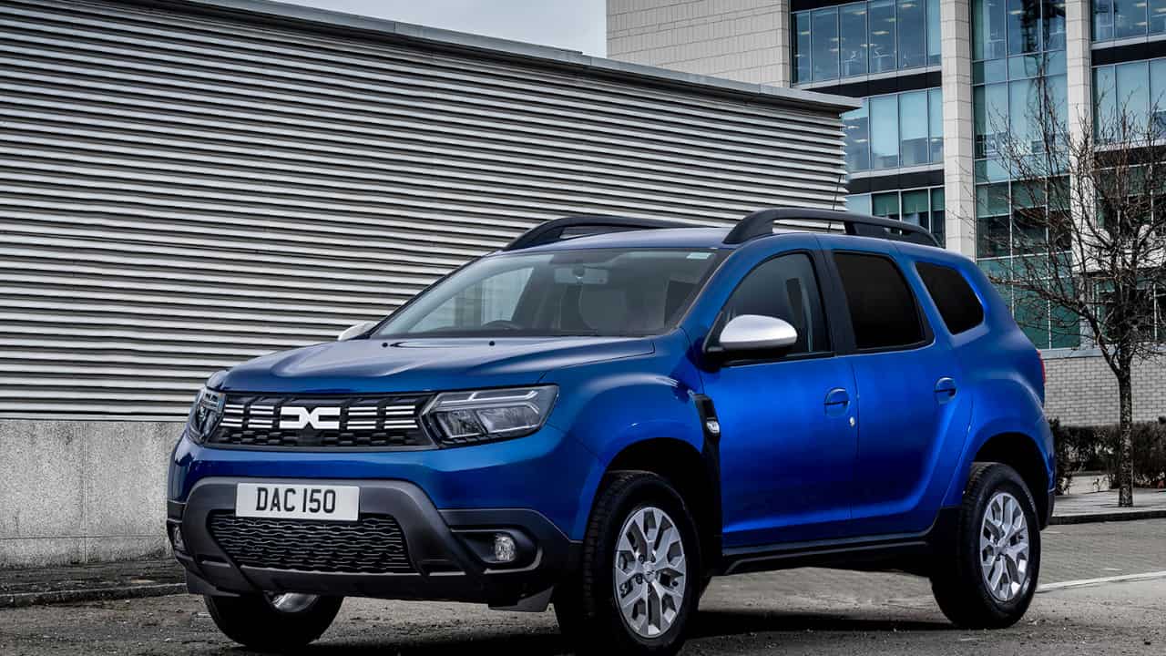 Blue Dacia Duster Commercial Exterior Front Static