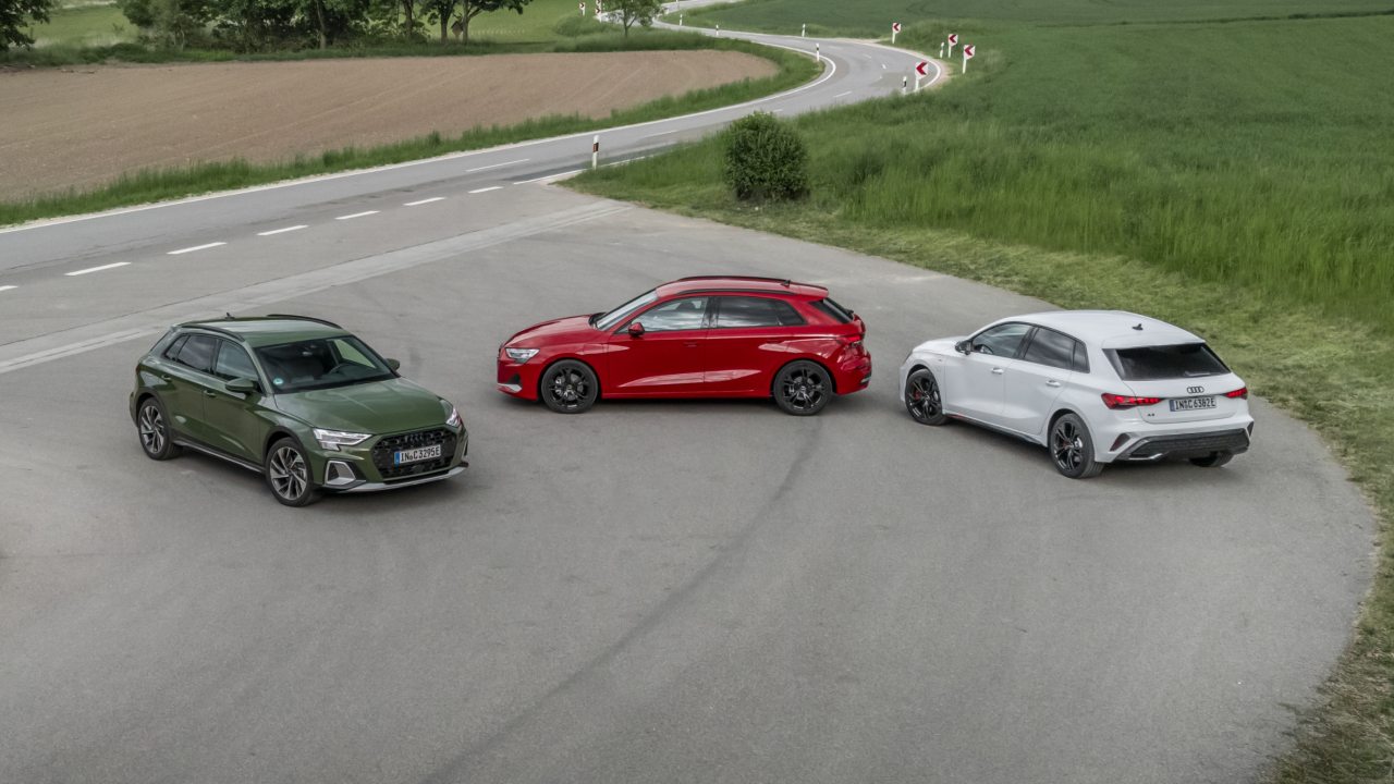 Range of Audi A3 parked near road