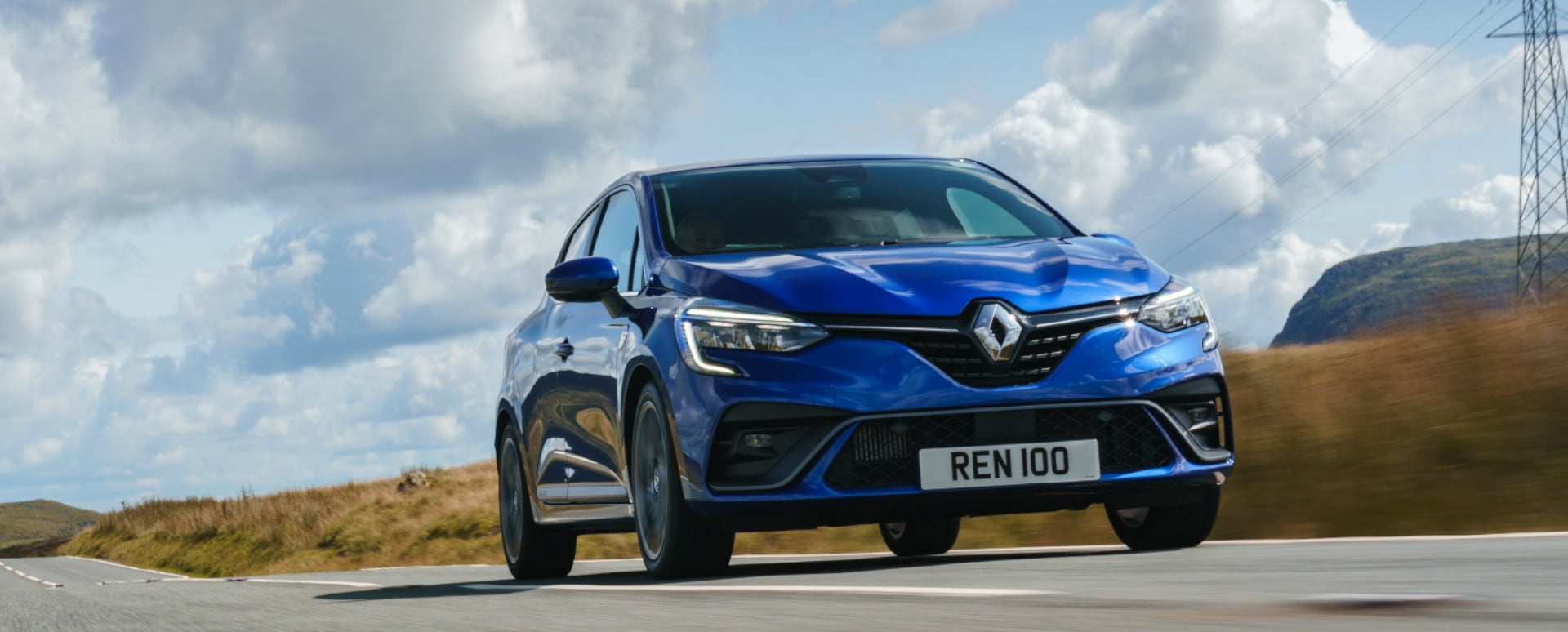 Blue Renault Clio Exterior Front Driving