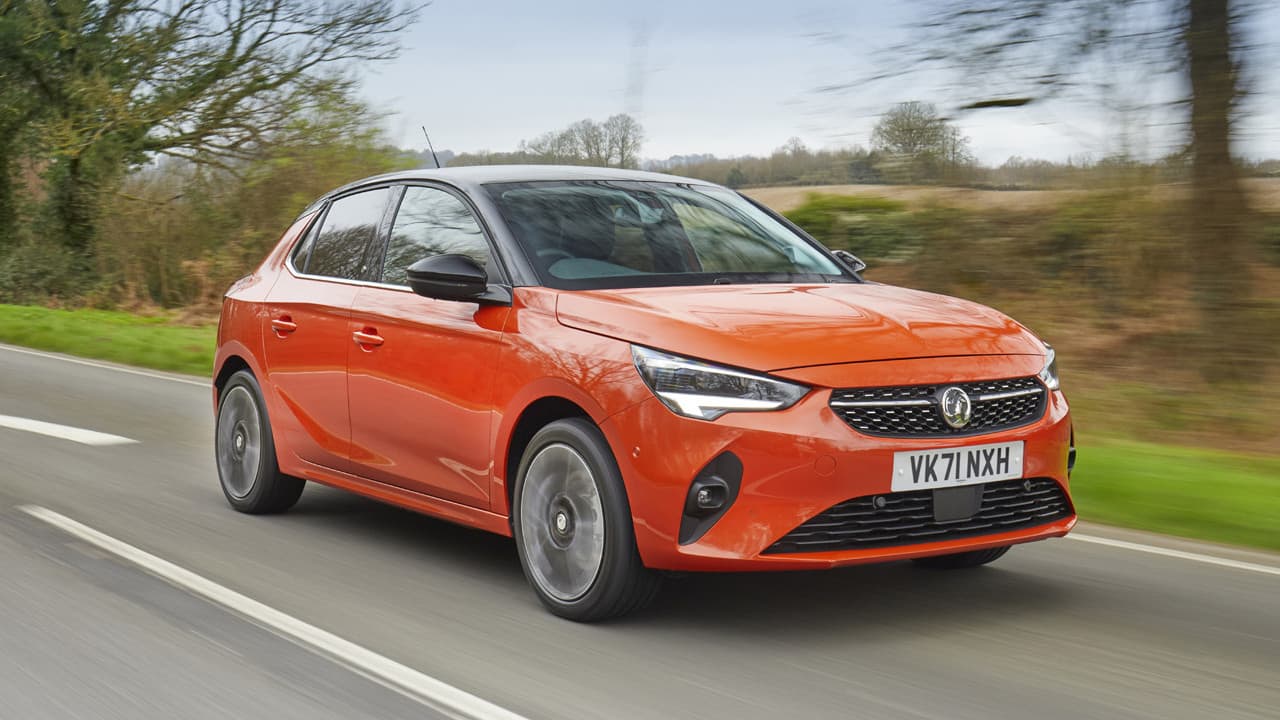 Orange Vauxhall Corsa Exterior Front Driving