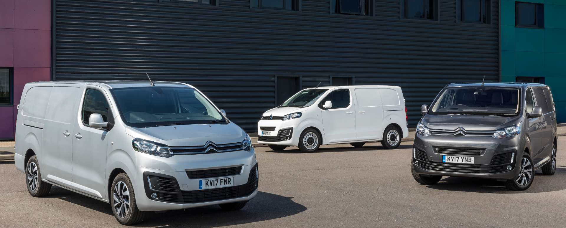 Three Citroen Dispatch silver, grey and white