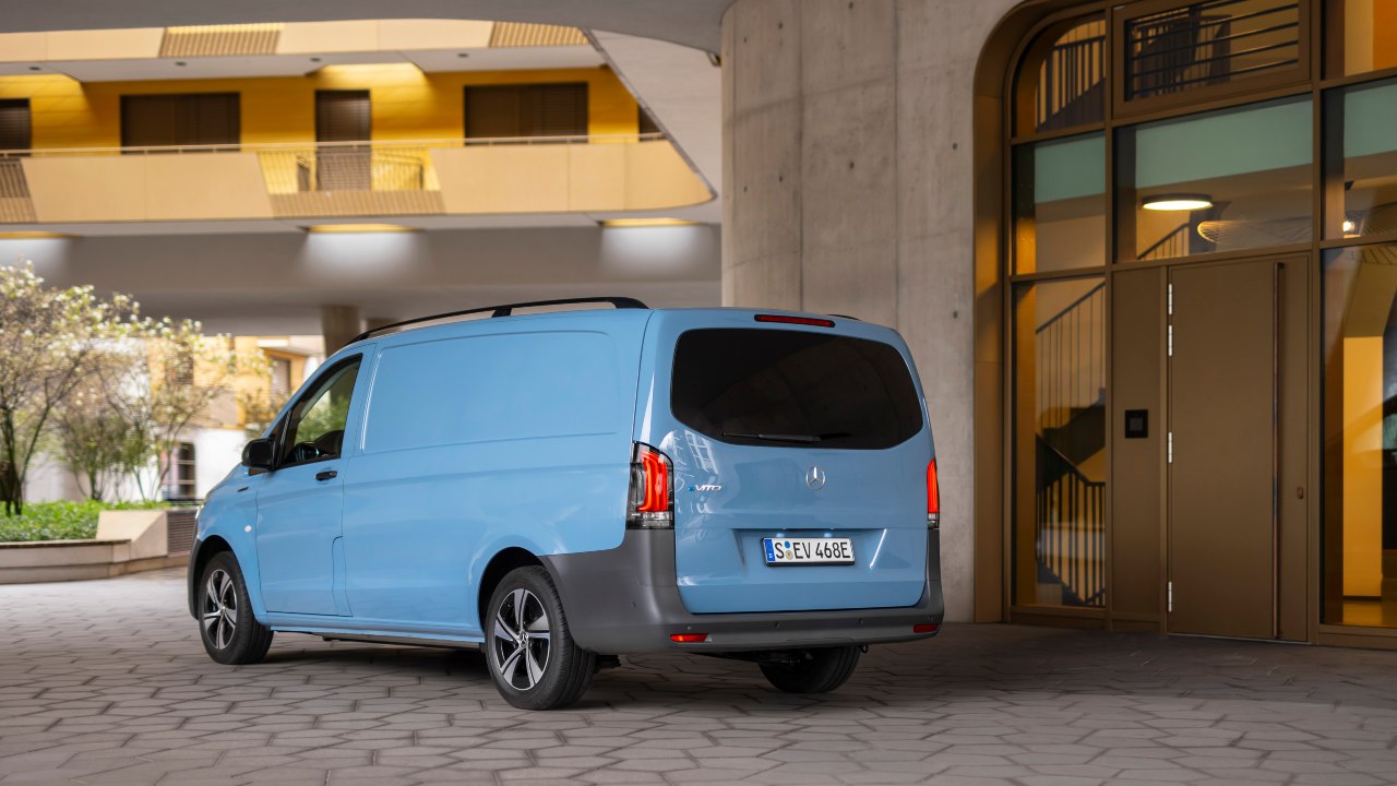 Blue Mercedes-Benz Vito rear end static