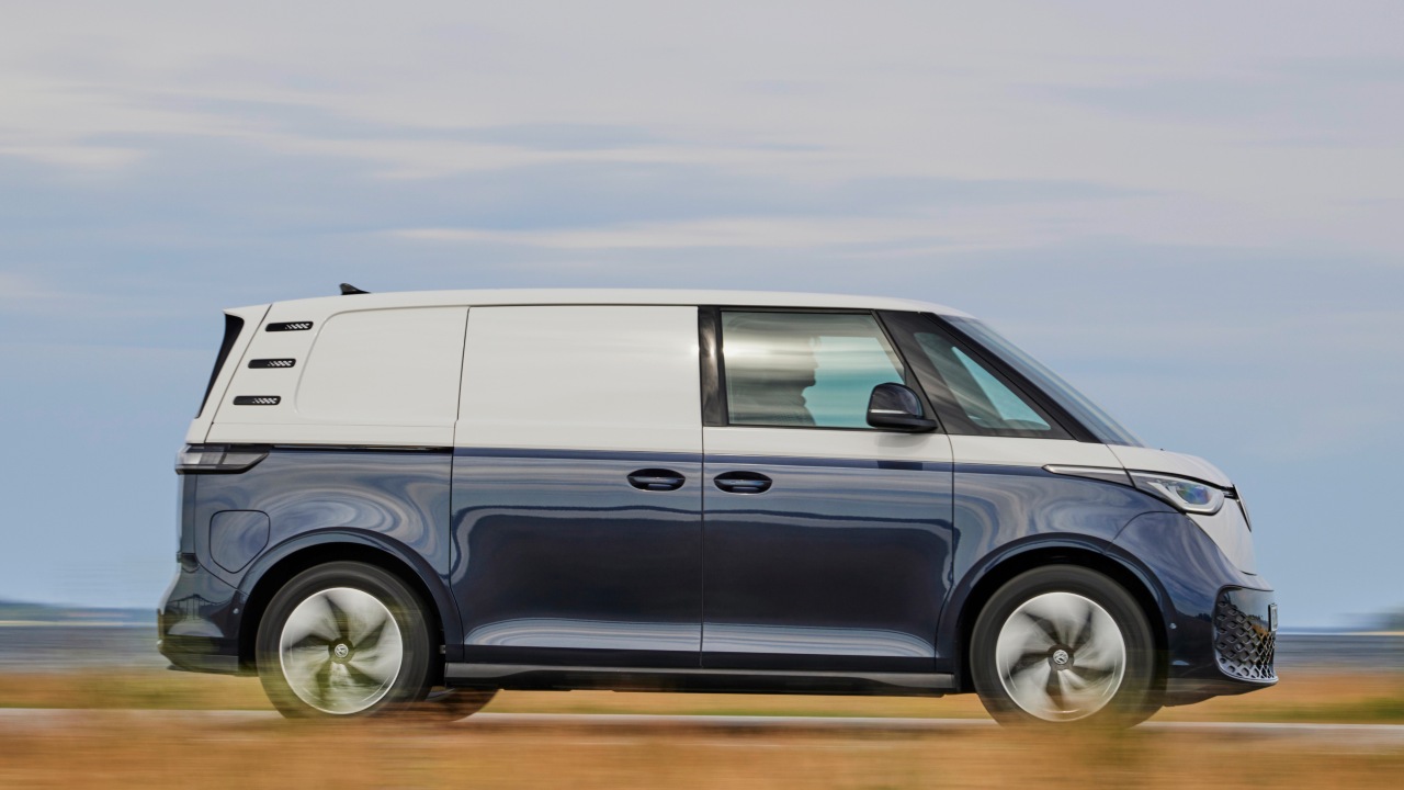 Blue and White Volkswagen ID.Buzz cargo