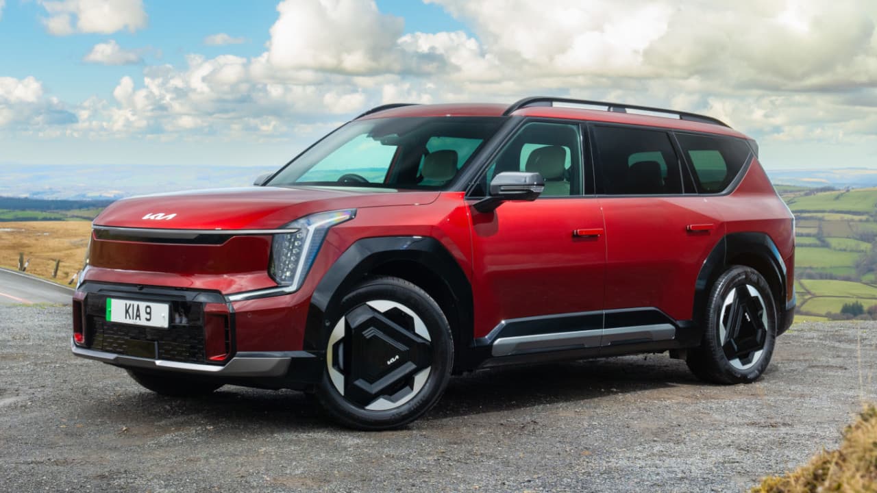 Kia EV9 in Red Parked