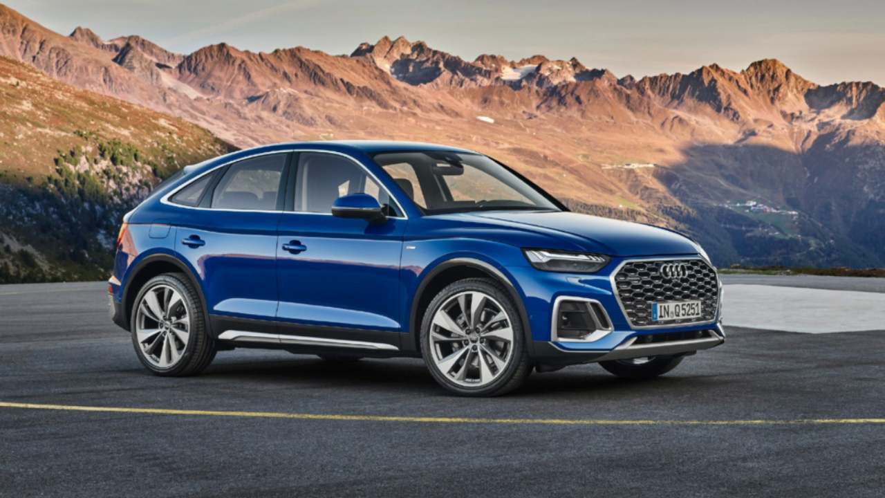 Blue Audi Q5 Exterior Front Static Mountain Range