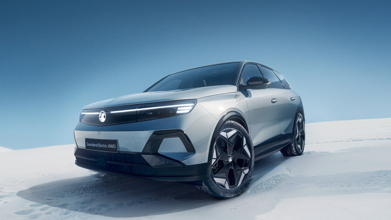 Grey Vauxhall Grandland Exterior Front Static in Studio