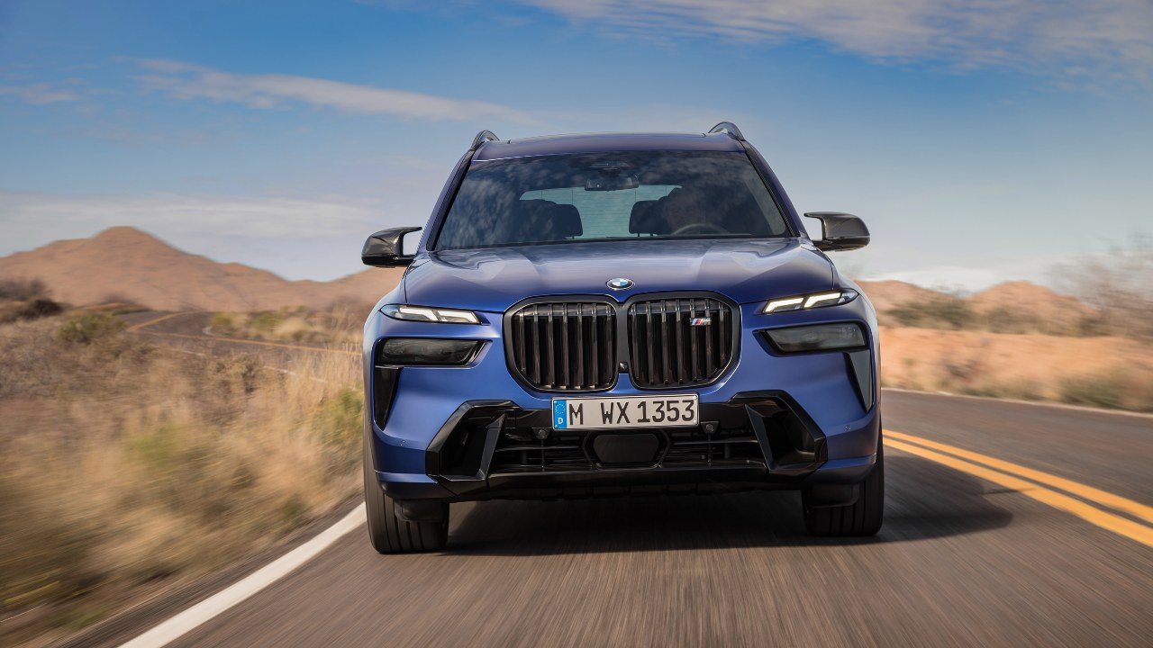 Blue BMW X7 Exterior Front Driving