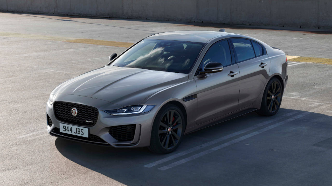 Grey Jaguar XE, parked