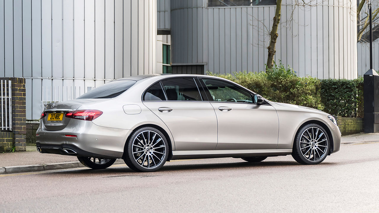 Silver Mercedes-Benz E-Class, parked