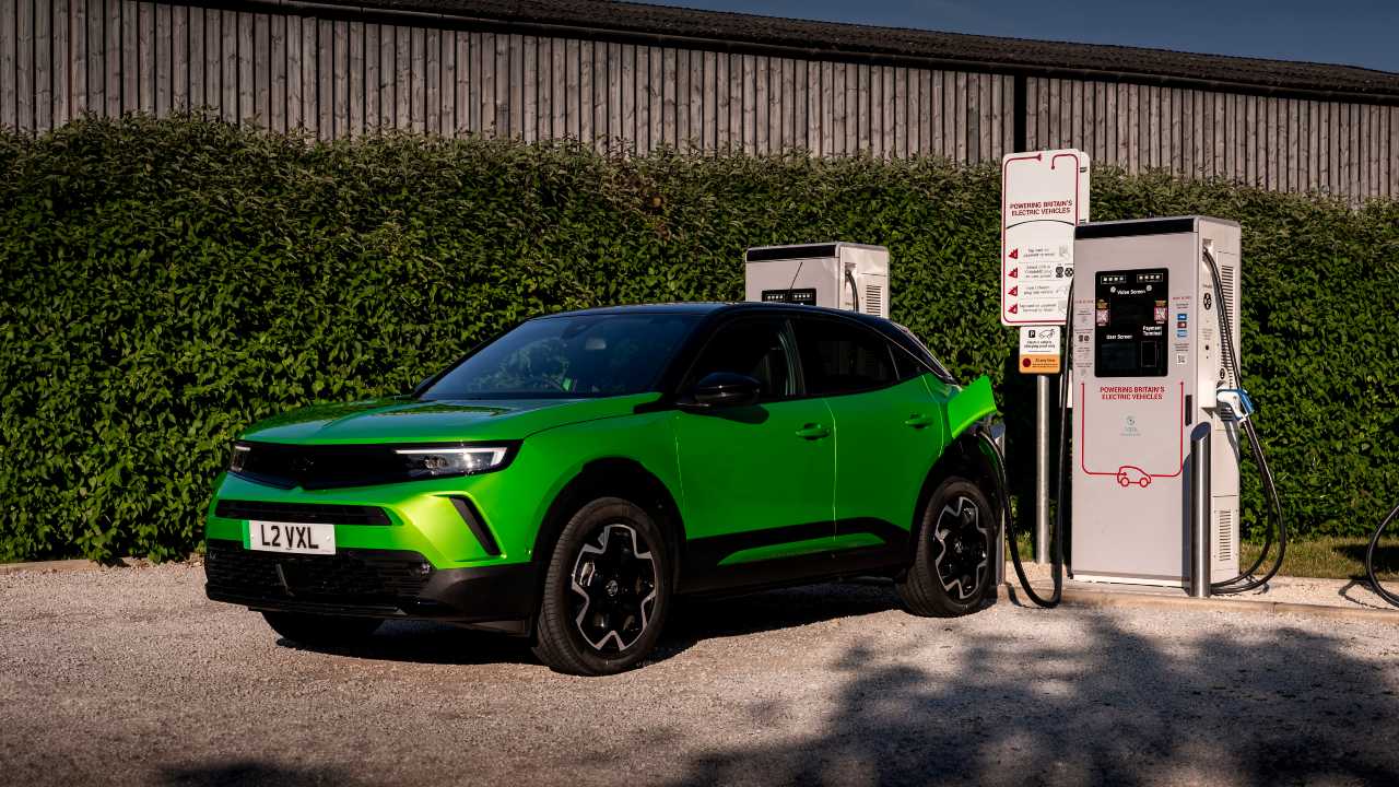 Green Vauxhall Mokka charging