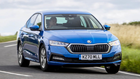 Blue Skoda Octavia Exterior Front Driving