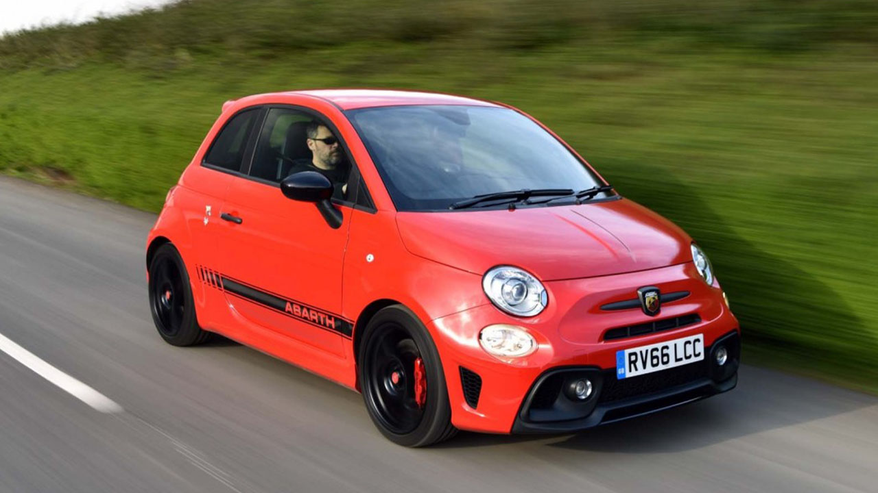 red abarth 595 driving