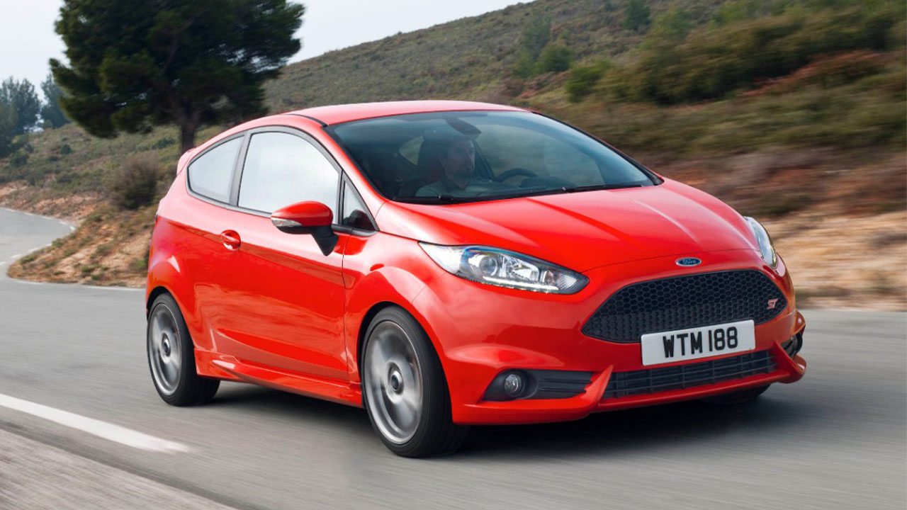 red ford fiesta st driving