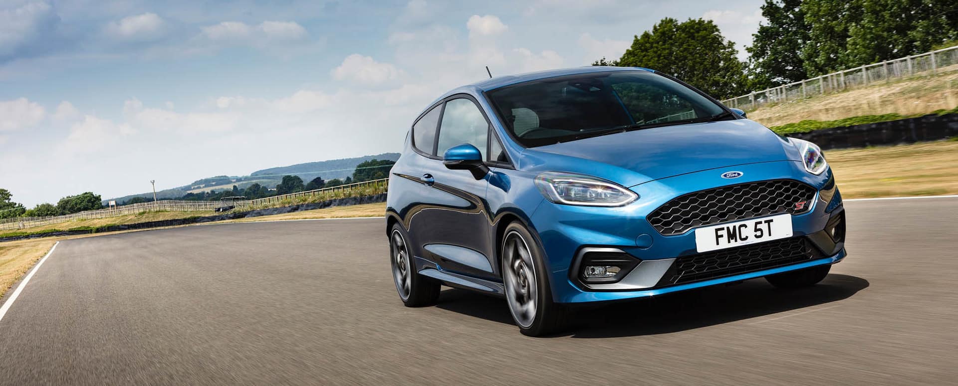 Blue Ford Fiesta ST Exterior Front Driving