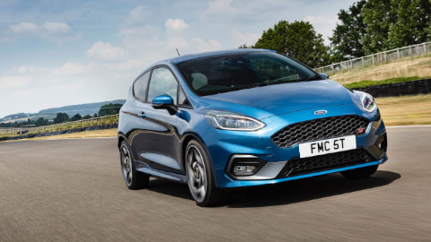 Blue Ford Fiesta ST Exterior Front Driving