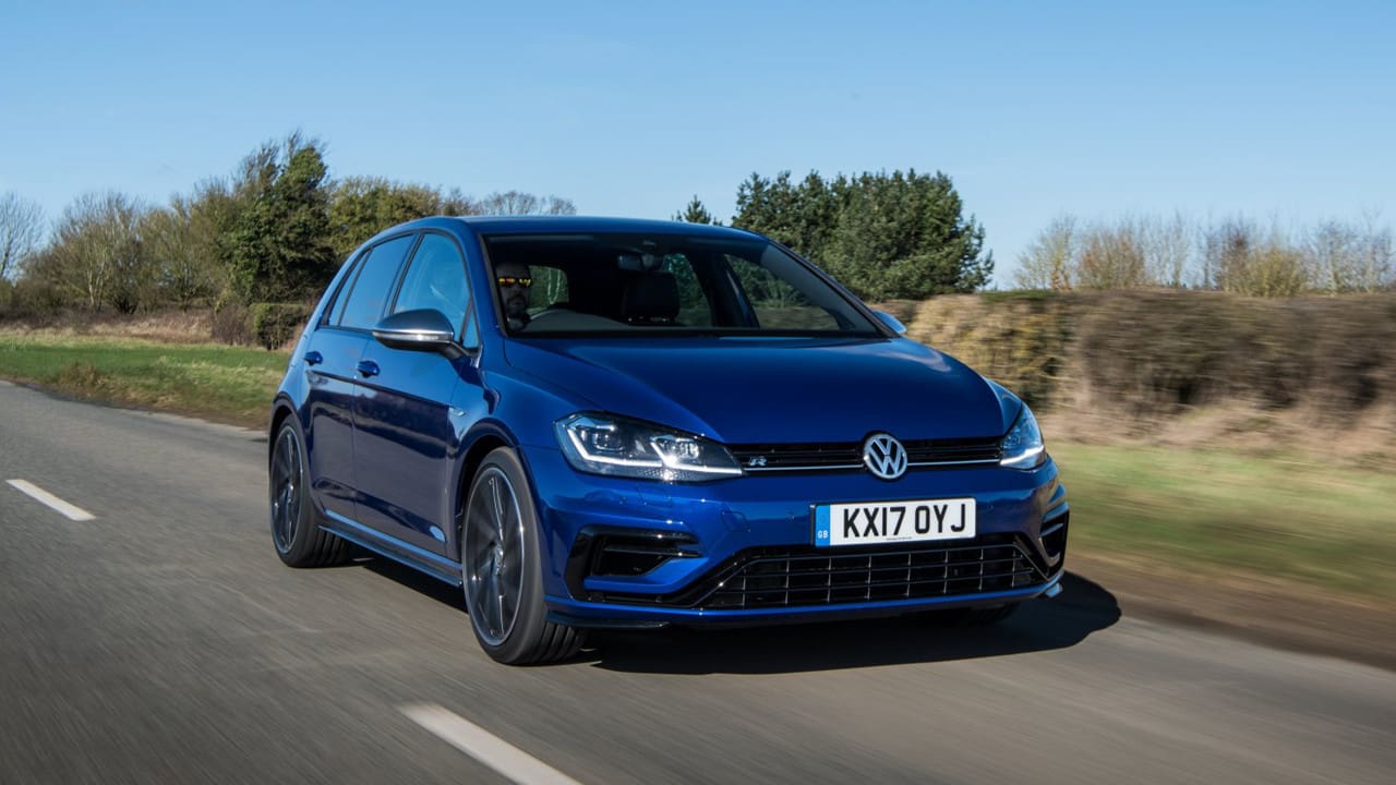 Blue Volkswagen Golf R Exterior Front Driving