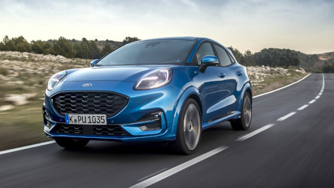 Blue Ford Puma Exterior Front Driving
