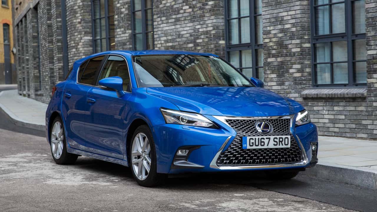 Blue Lexus CT200H Exterior Driving Front
