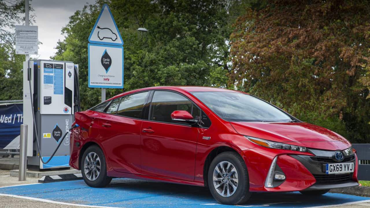Red Toyota Prius Exterior Charging