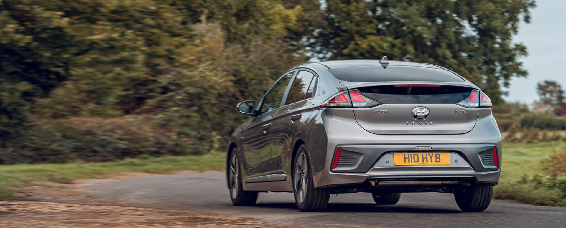 Hyundai IONIQ driving in countryside