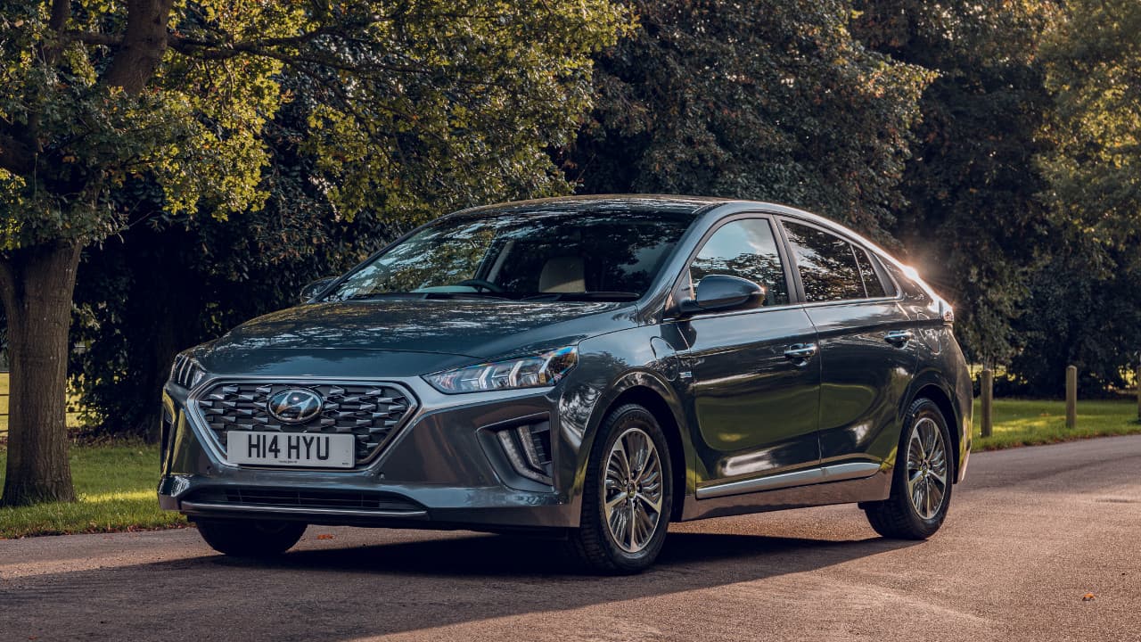 Hyundai IONIQ parked in countryside