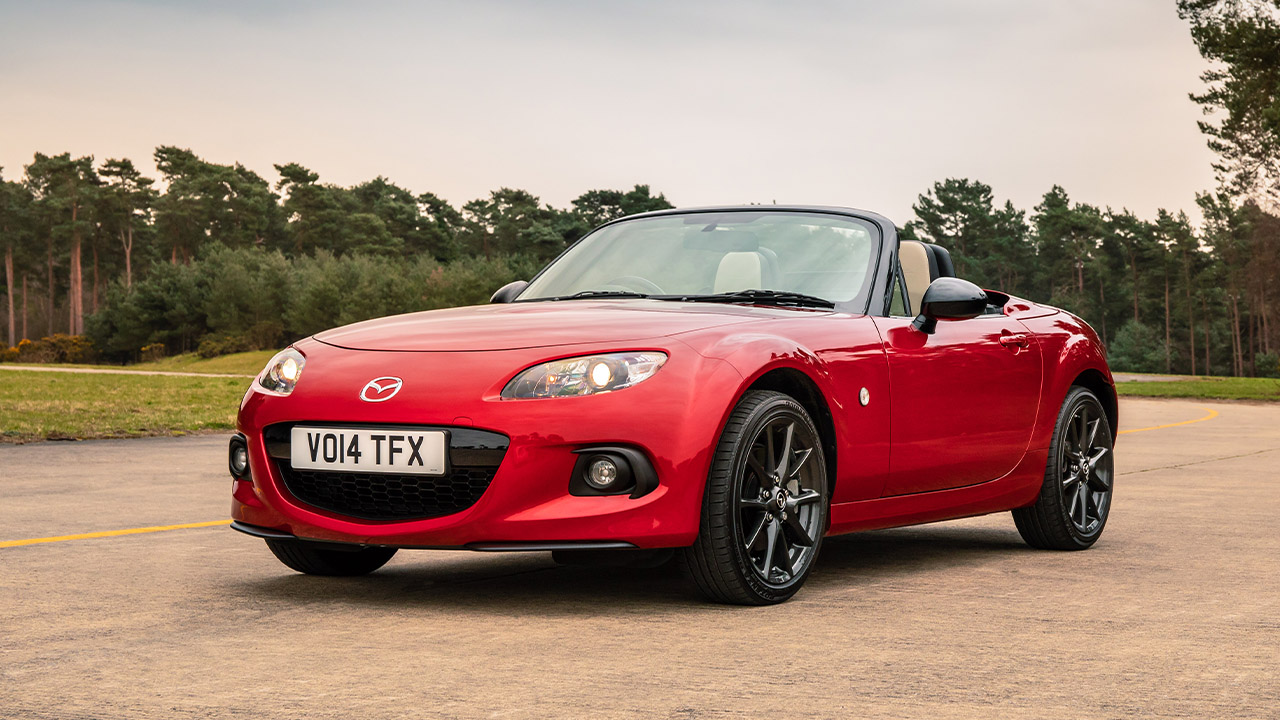 Red Mazda MX-5, parked