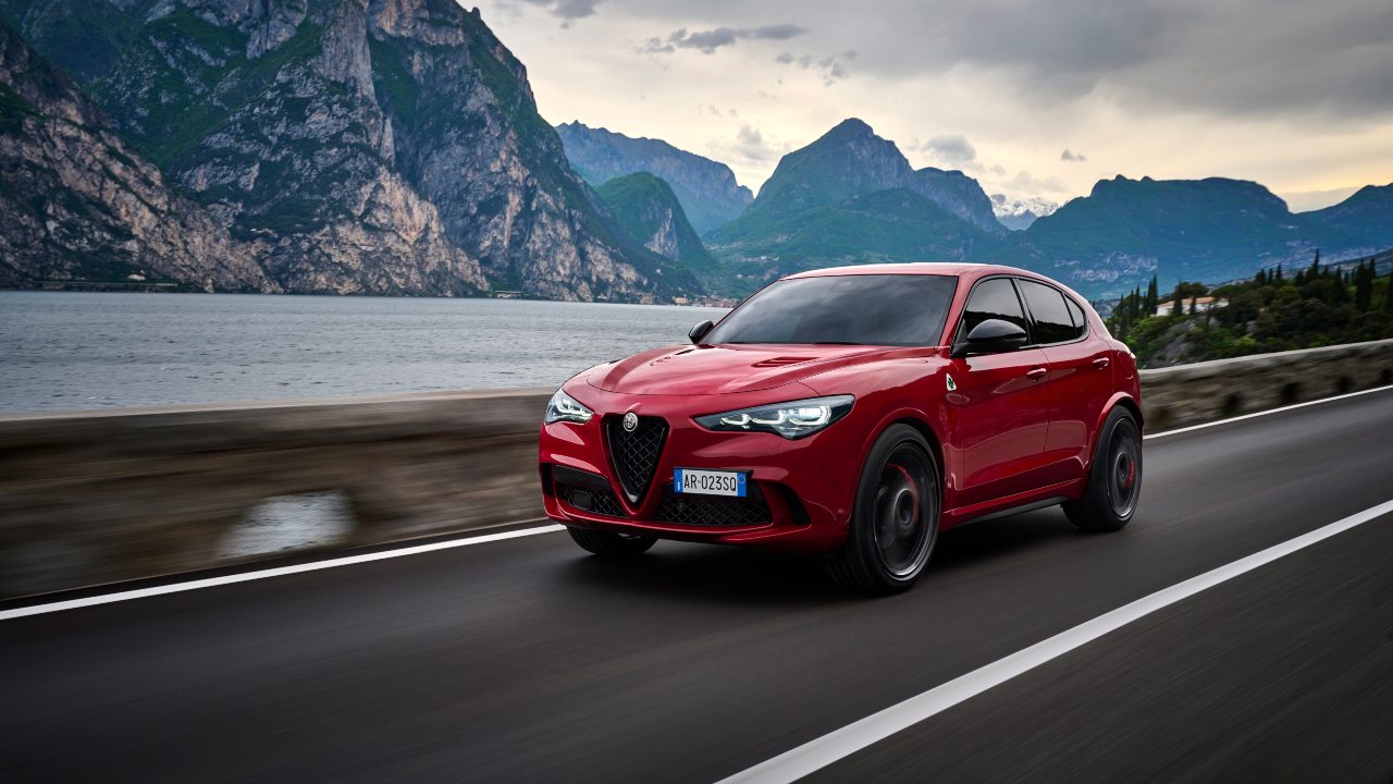 Alfa Romeo Stelvio Quadrifoglio driving mountain road