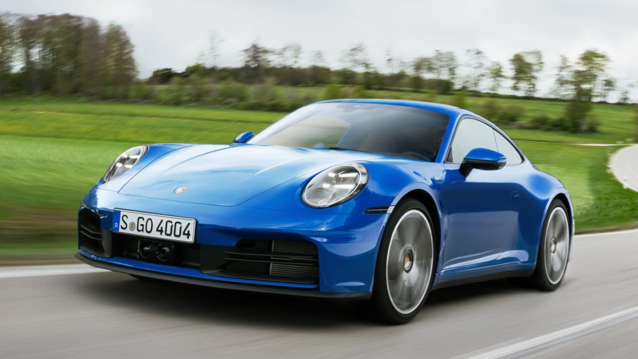 Porsche 911 in Blue on Sweeping Road