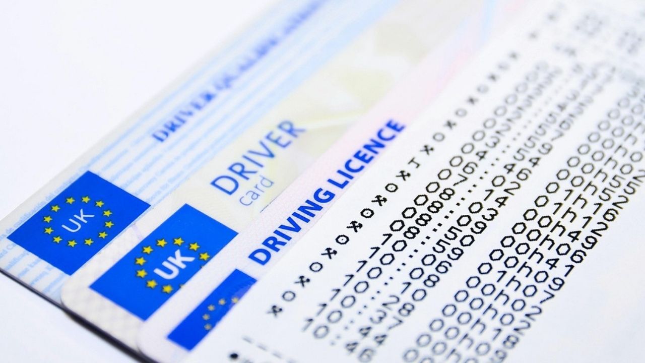 British drivers licence on a table