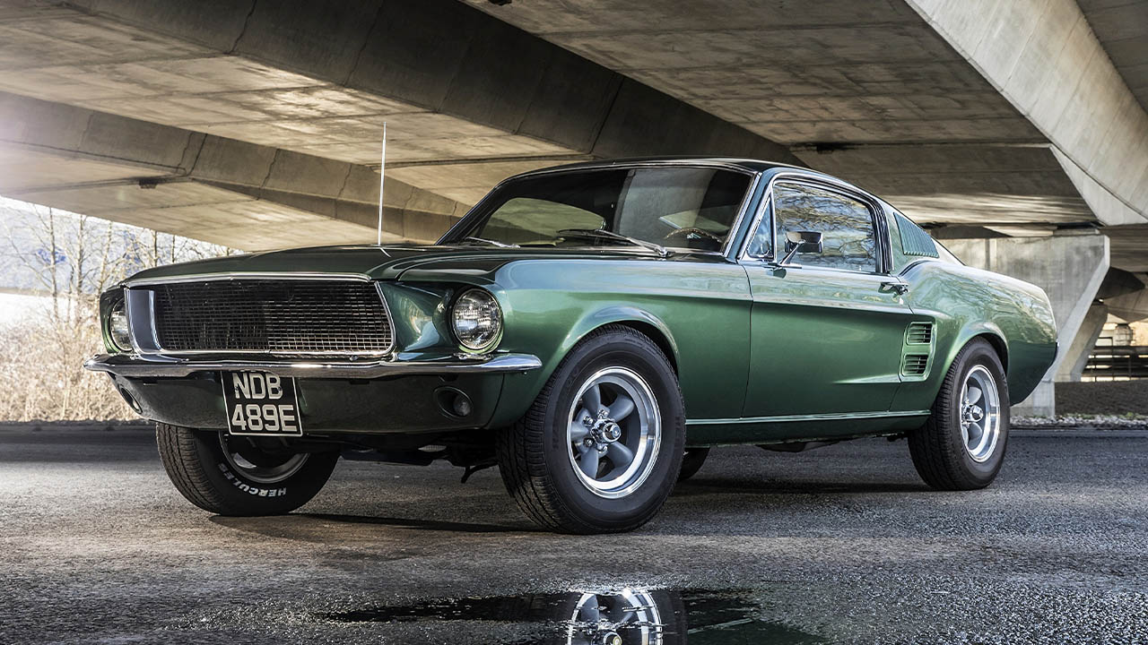 green ford mustang fastback