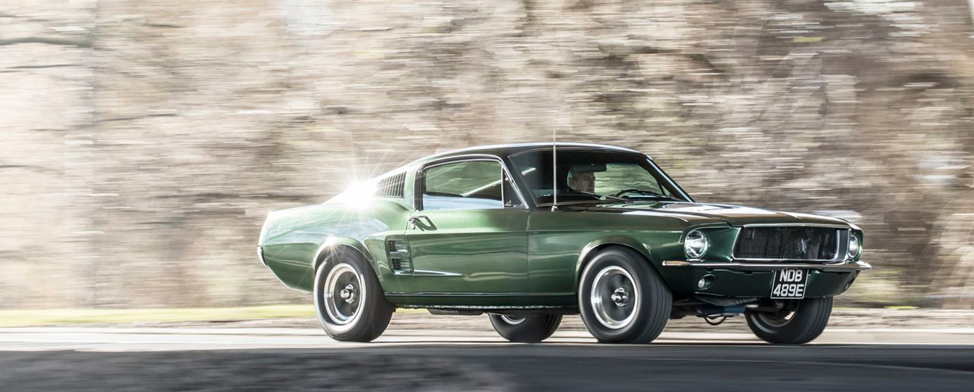 green ford mustang fastback