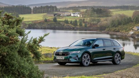 Skoda Octavia parked in front of a lake