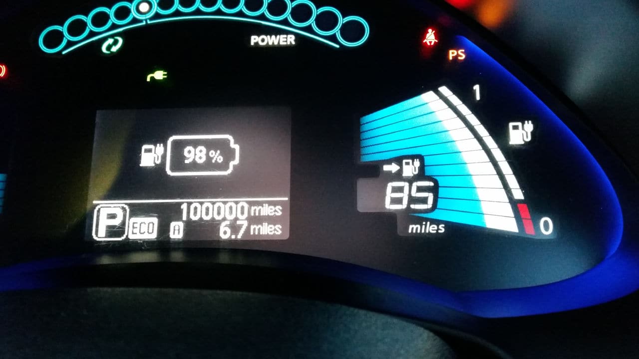 High mileage Nissan LEAF Dashboard