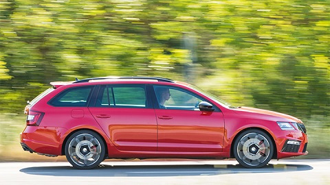 Red Skoda Octavia vRS Estate