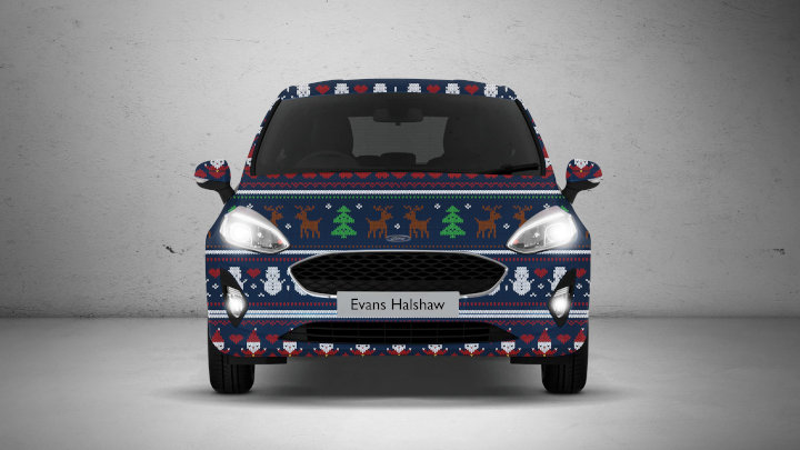 Car Wrapped in Christmas Jumper