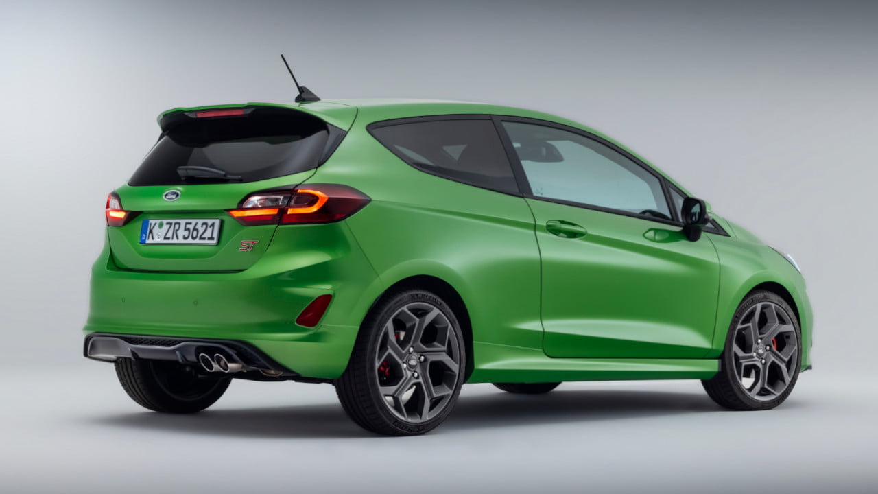 Ford Fiesta ST in Green Side Rear Angle